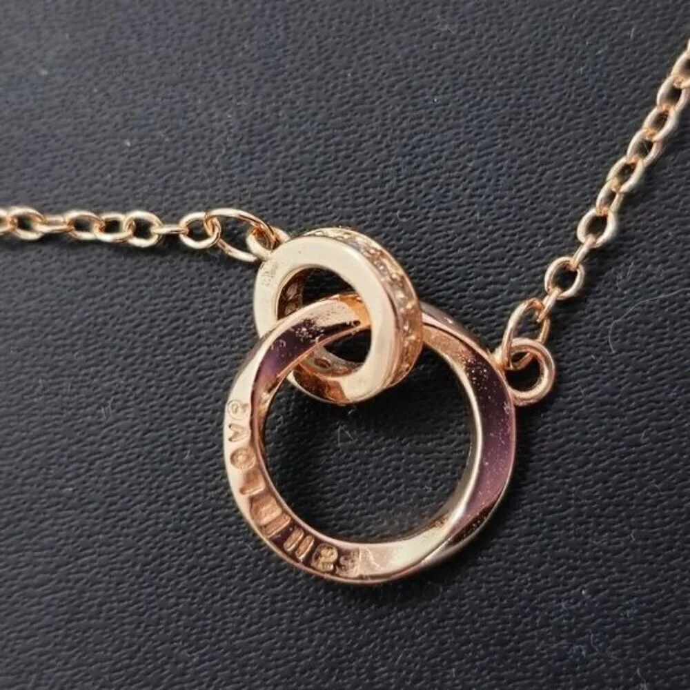Interlocking Mobius Engraved Necklace‎ in Rose Gold (NWOT)